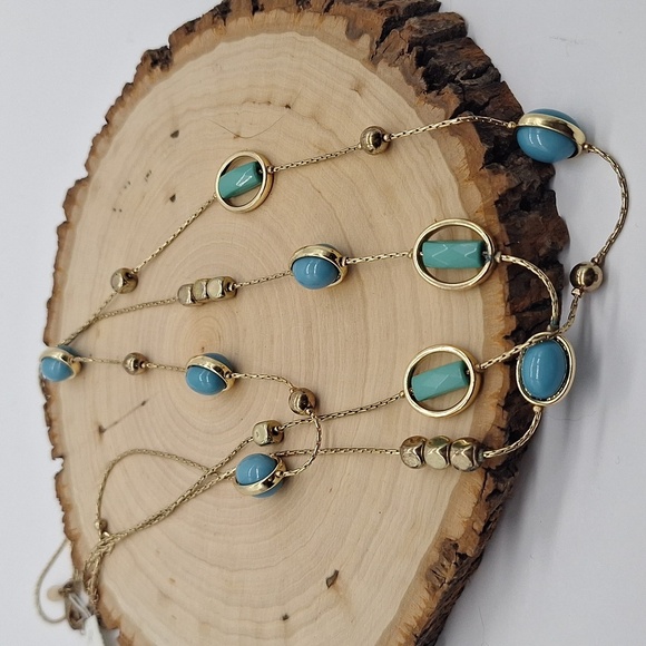 Gold and Blue Multi-Strand Necklace - Picture 2 of 3